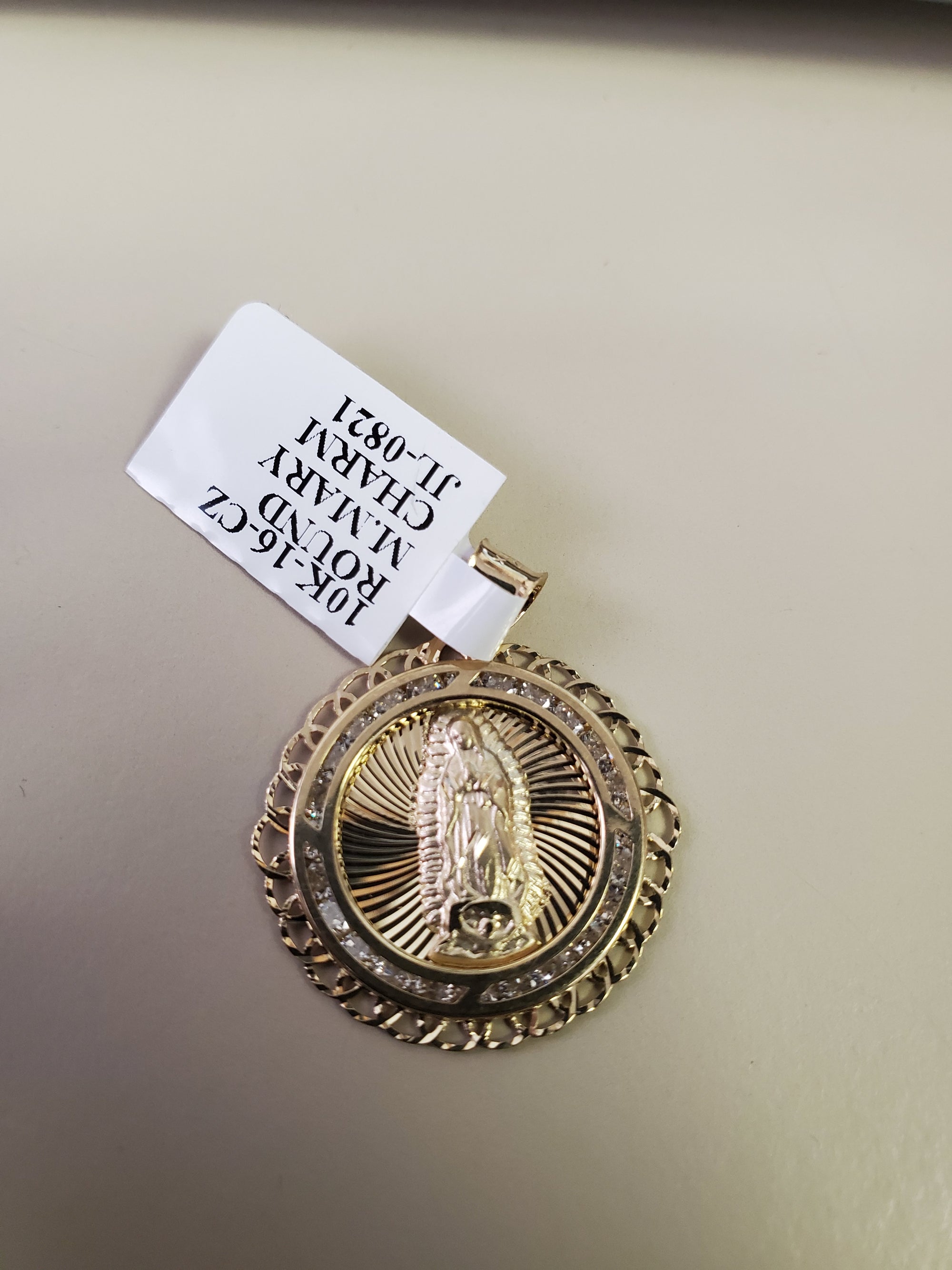 10K Mother Mary Charm Pendant
