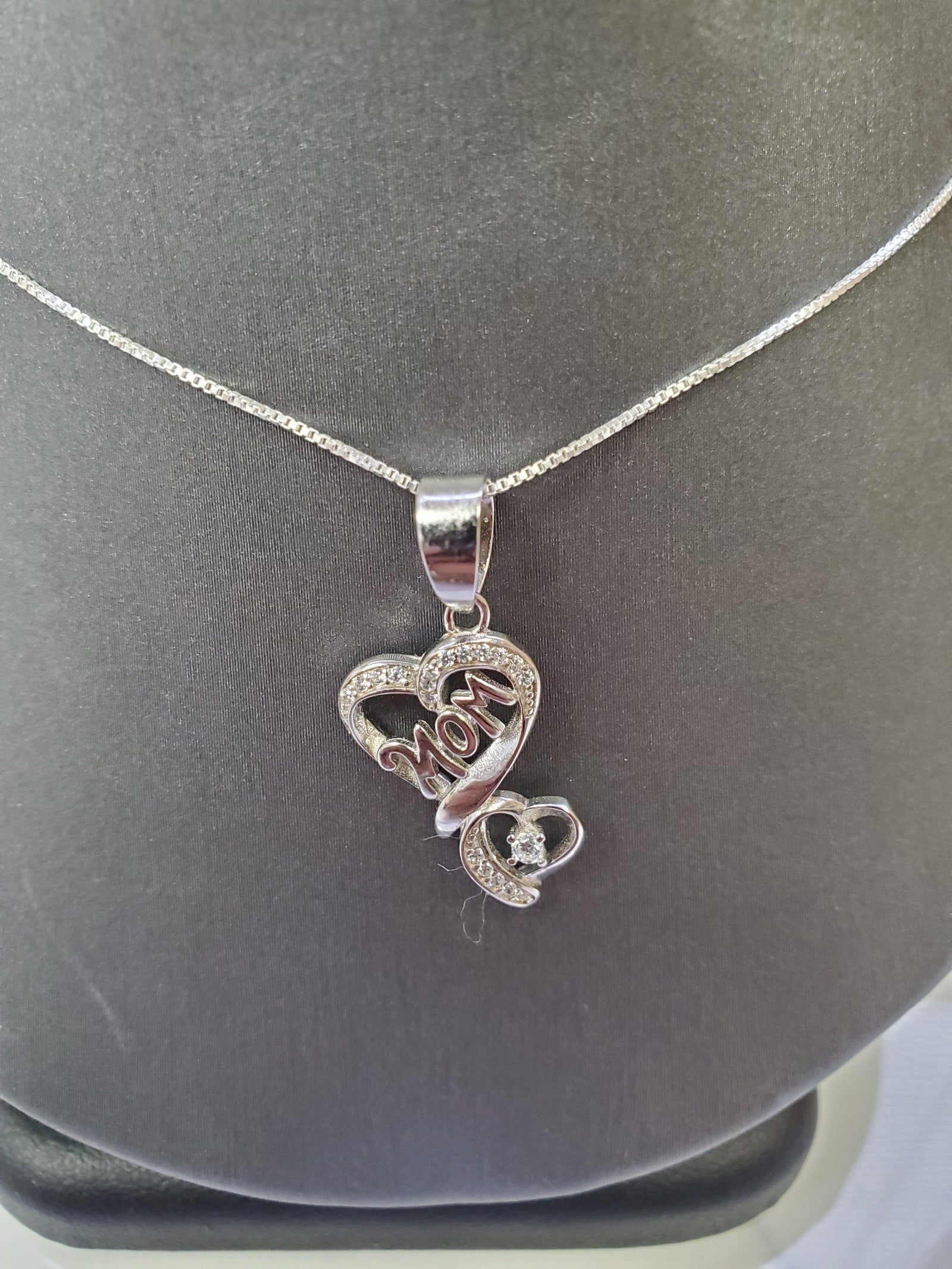 925 Silver MOM Heart Charm 