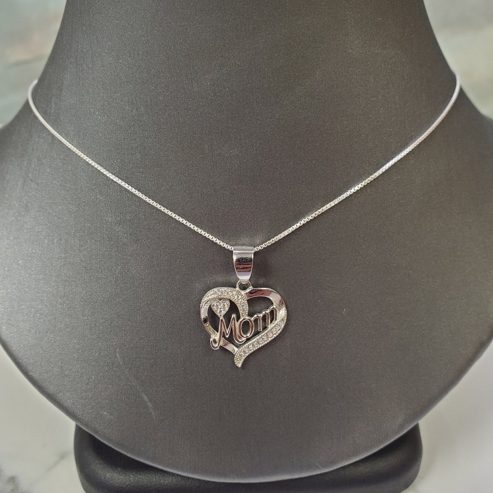 925 Silver MOM Heart Charm