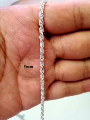 925 Silver Solid Rope Chain 