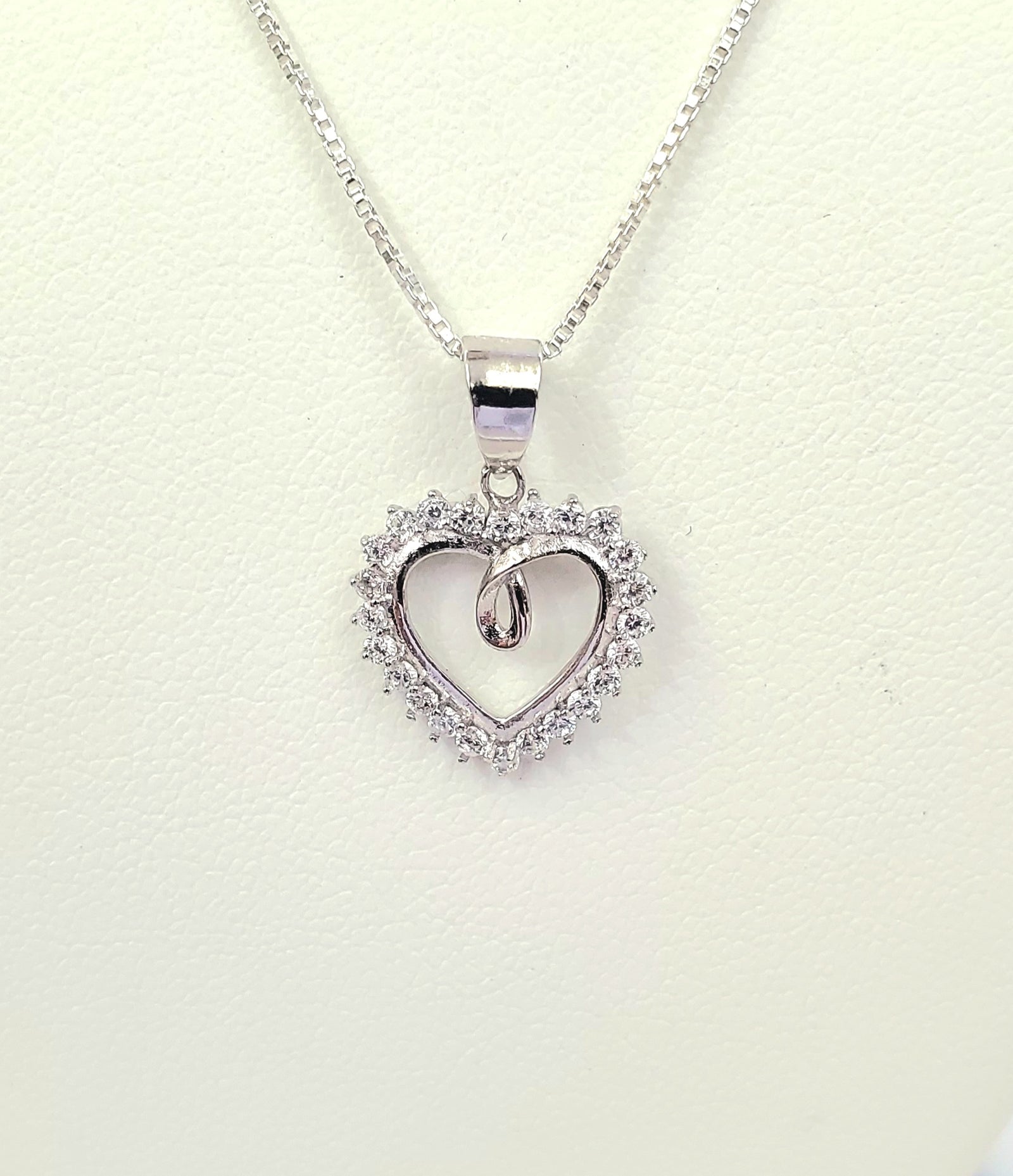 925 Silver Heart CZ Charm