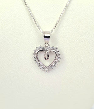 925 Silver Heart CZ Charm