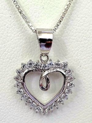 925 Silver Heart CZ Charm