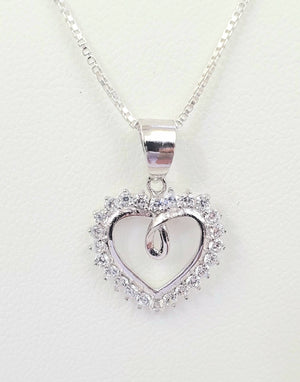 925 Silver Heart CZ Charm