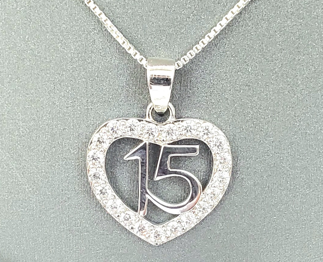 925 Silver Heart15 Cz Charm