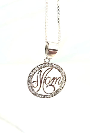 925 Silver MOM Round Charm