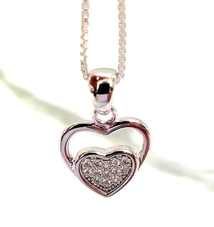 925 Silver Heart CZ Charm