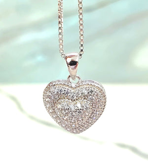 925 Silver Heart CZ Charm