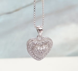 925 Silver Heart CZ Charm