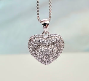 925 Silver Heart CZ Charm