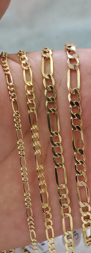 10K Gold Solid Figaro Chain