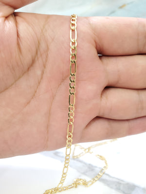 10K Gold Solid Figaro Chain