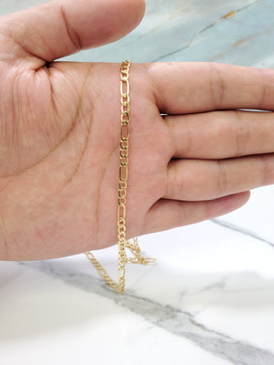 10K Gold Solid Figaro Chain