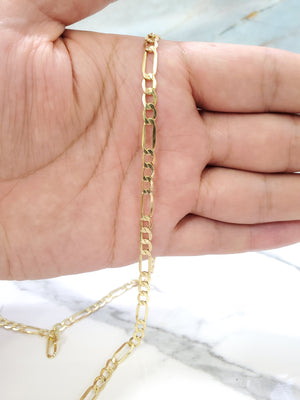 10K Gold Solid Figaro Chain