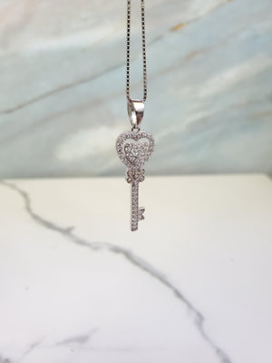 925 S/Silver Heart Key Charm