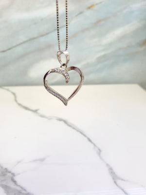 925 Silver Heart CZ Charm