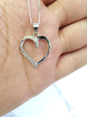 925 Silver Heart CZ Charm