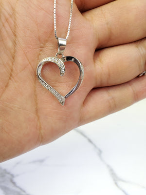 925 Silver Heart CZ Charm