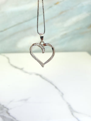 925 Silver Heart CZ Charm