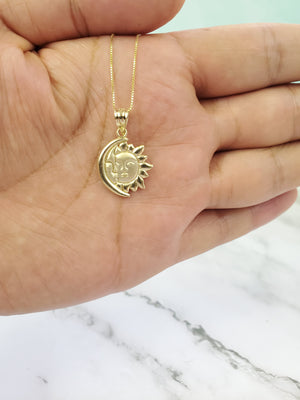 10K Gold Moon Sun Face Charm