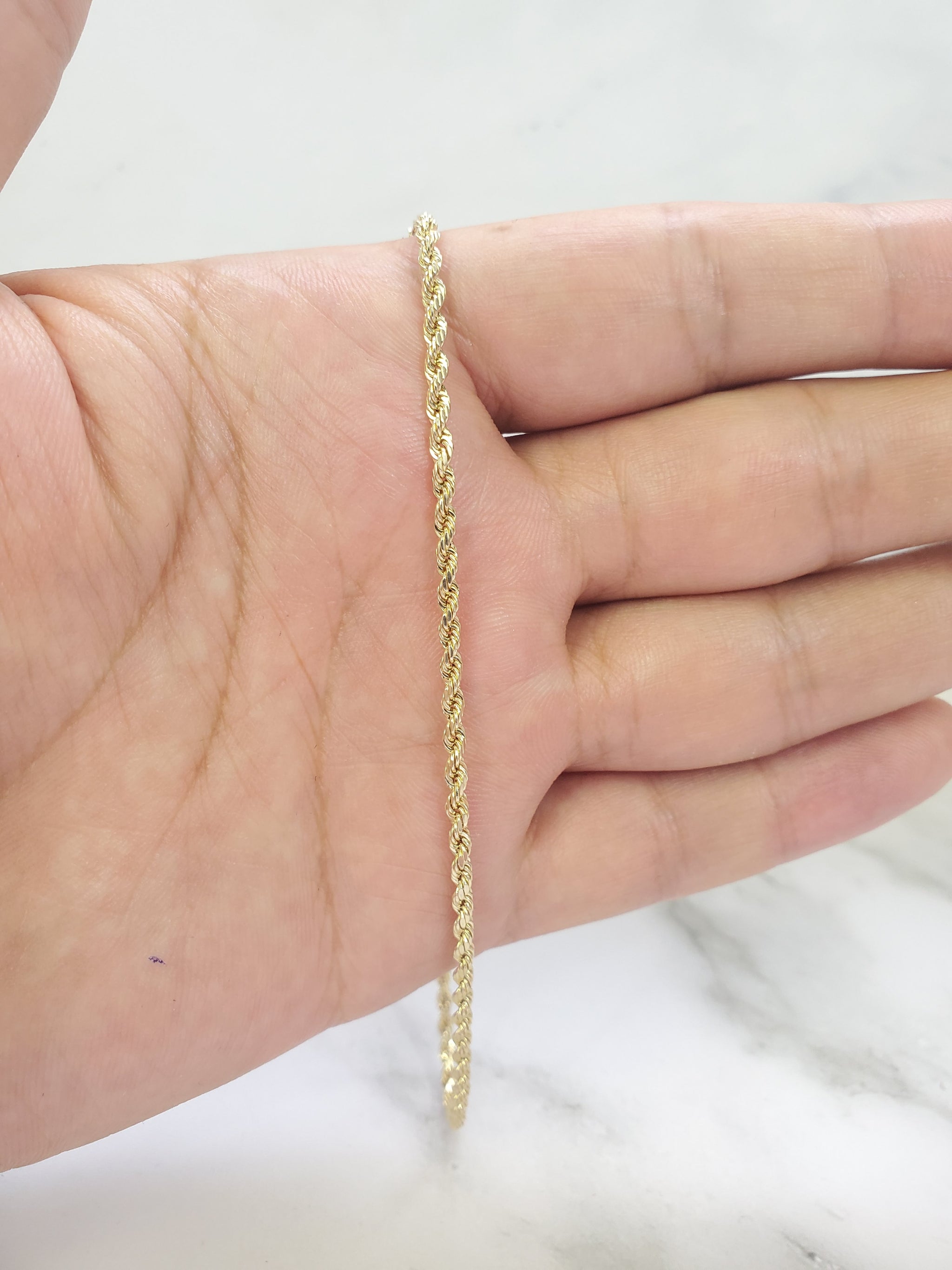 14K Yellow Gold Rope Chain Necklace 5mm -Unisex 22,24,26 Inch