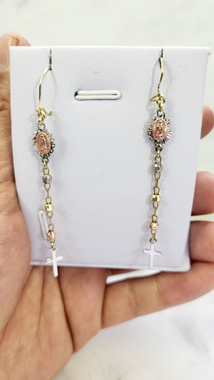 10K Gold Rosary Earrings