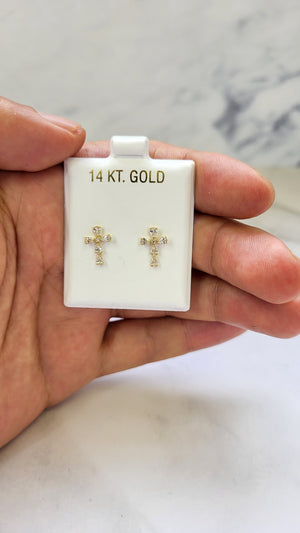 14K Gold Cross Earrings