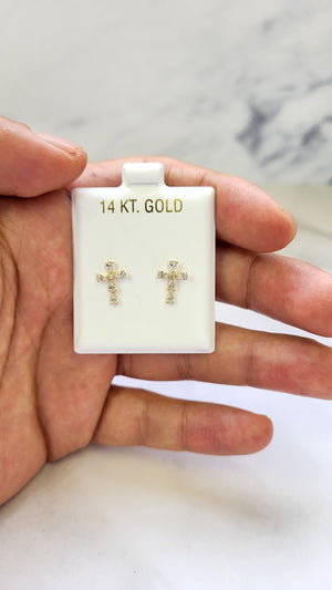 14K Gold Cross Earrings