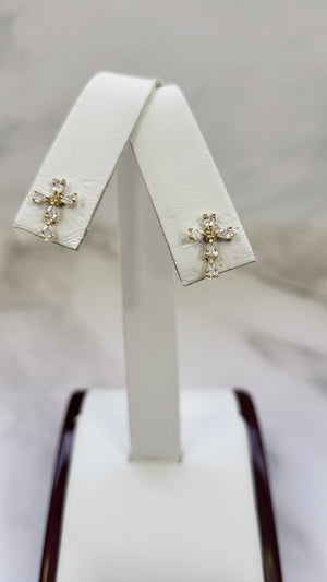 14K Gold Cross Earrings