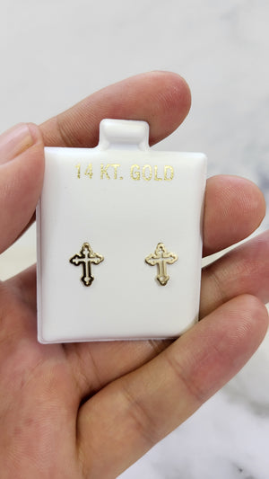 14K Gold Cross Earrings