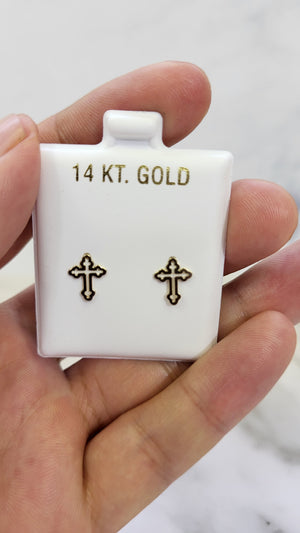 14K Gold Cross Earrings
