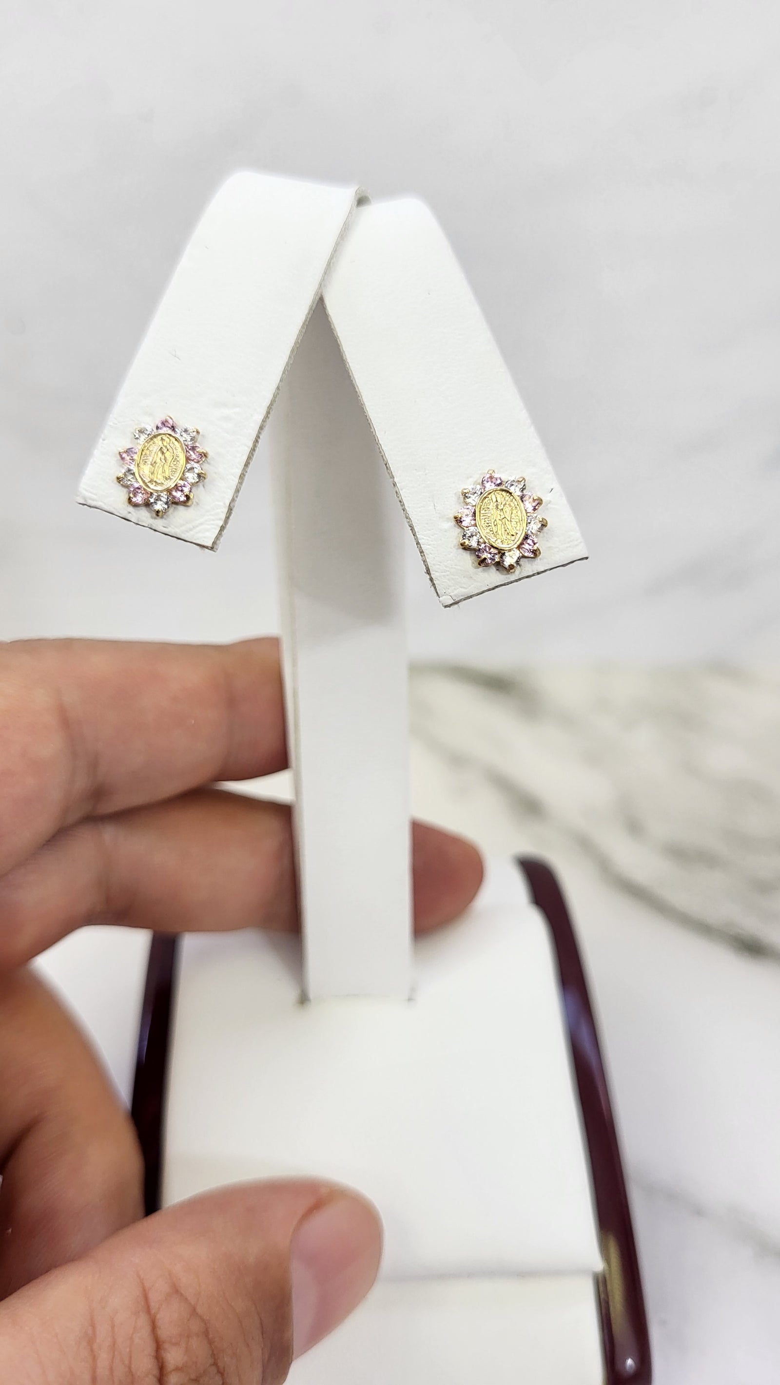 14K Gold Mother Mary Earrings