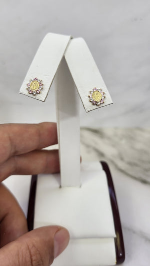 14K Gold Mother Mary Earrings