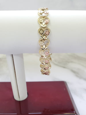 10K Gold Flower Heart Bracelet 