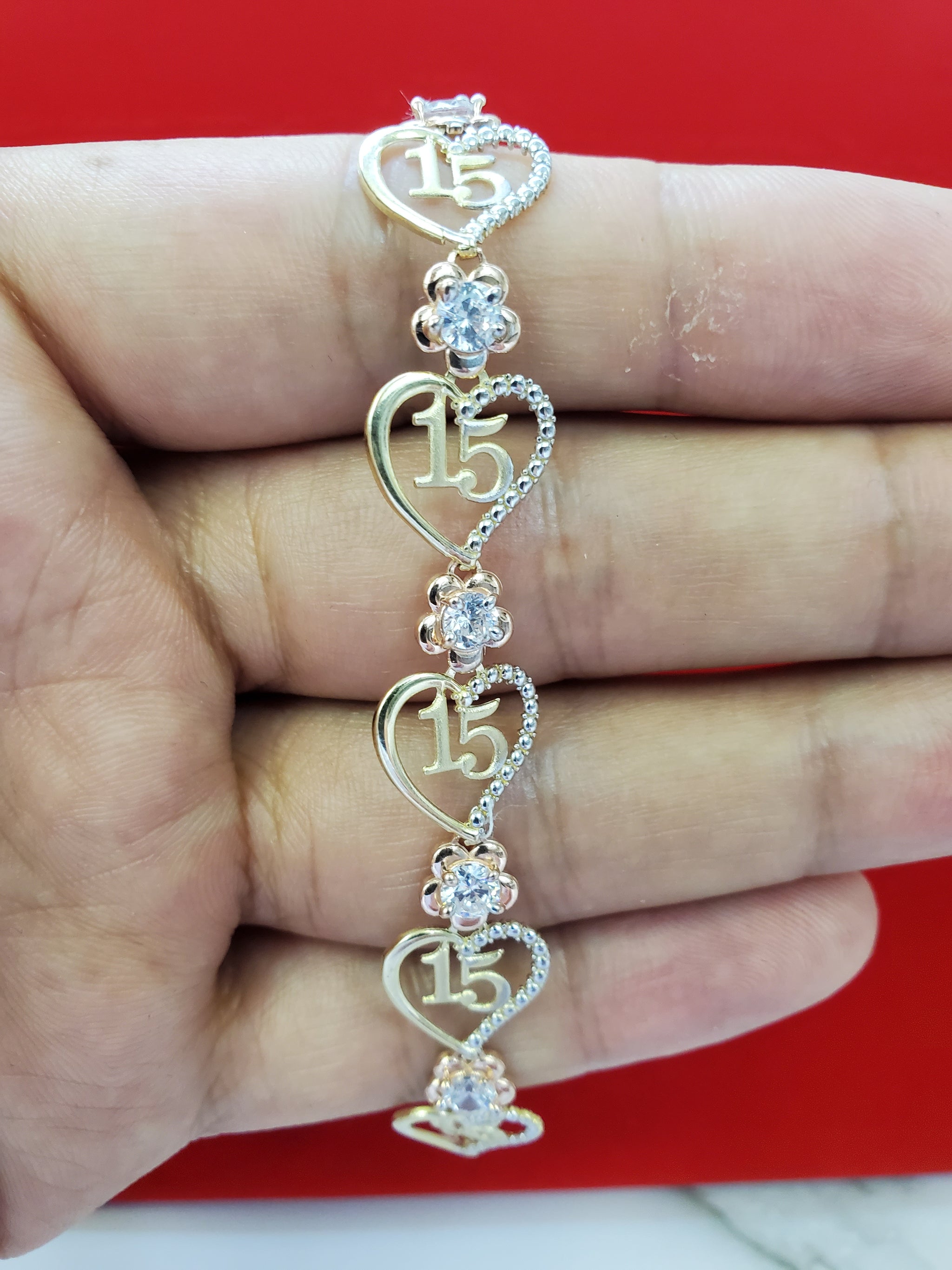 14K Gold Tri-Color X Link Bracelet | Don Roberto Jewelers