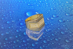 Real 10K Solid Yellow Gold Cz Square Shape Ring