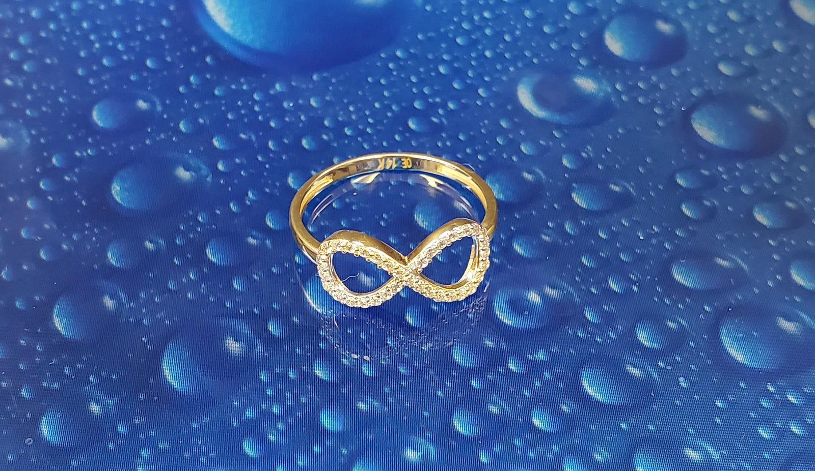 Real 14K Solid Yellow Gold Full Cz Infinity Ring