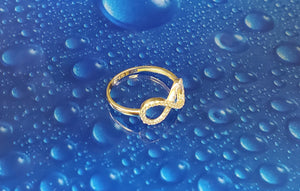 Real 14K Solid Yellow Gold Full Cz Infinity Ring