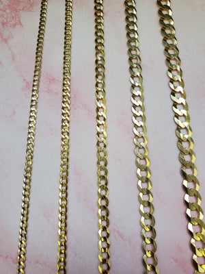 Real 10K Solid Yellow Gold Cuban Chain 2.5MM to 5.5MM