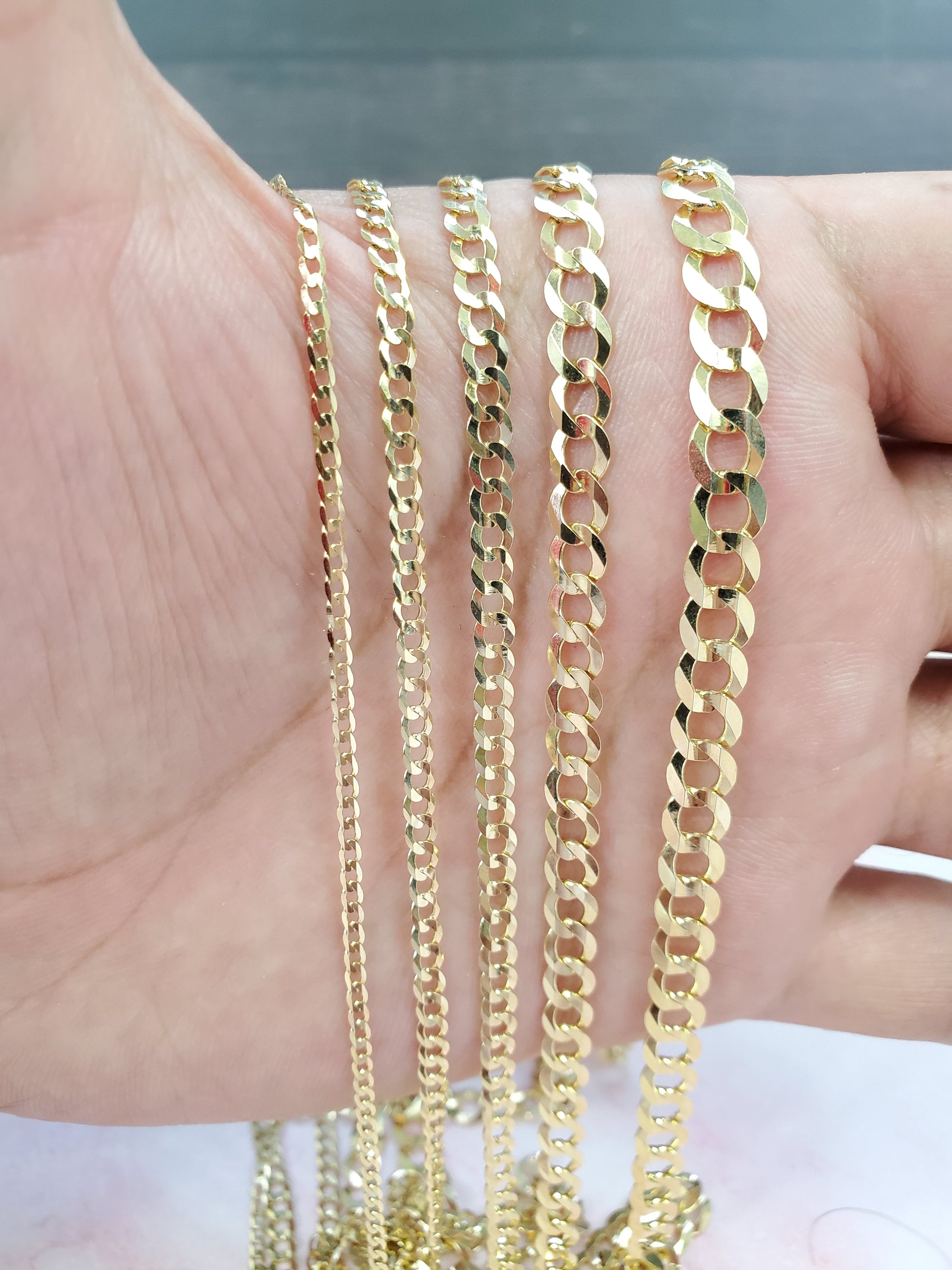 Real 10K Solid Yellow Gold Cuban Chain 2.5MM to 5.5MM