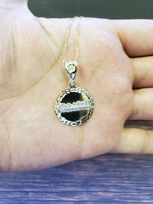 10K Solid Real Yellow Gold Last Supper Round Pendant Charm with Box Chain