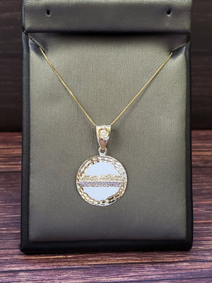 10K Solid Real Yellow Gold Last Supper Round Pendant Charm with Box Chain