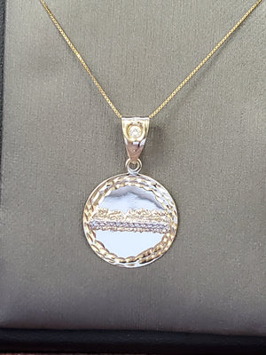 10K Solid Real Yellow Gold Last Supper Round Pendant Charm with Box Chain