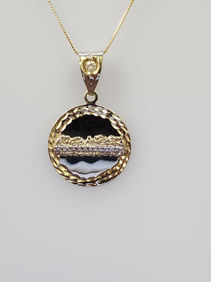 10K Solid Real Yellow Gold Last Supper Round Pendant Charm with Box Chain