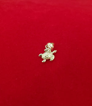 10K Solid Real Yellow Gold Turtle Pendant Charm with Box Chain