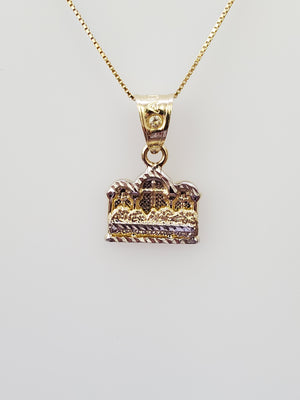 10K Solid Real Yellow Gold Last Supper Pendant Charm with Box Chain