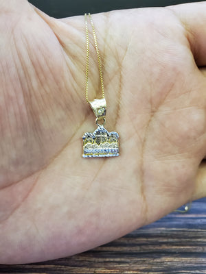 10K Solid Real Yellow Gold Last Supper Pendant Charm with Box Chain