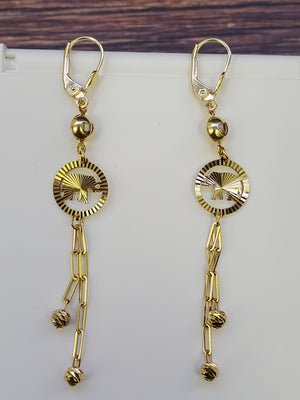 10K Solid Yellow Gold Elephant Dangle Earrings for Girls womens