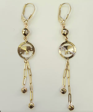 10K Solid Yellow Gold Elephant Dangle Earrings for Girls womens