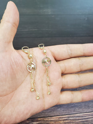 10K Solid Yellow Gold Elephant Dangle Earrings for Girls womens